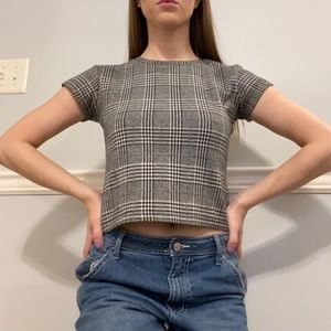 Brandy Melville cropped houndstooth top, one size